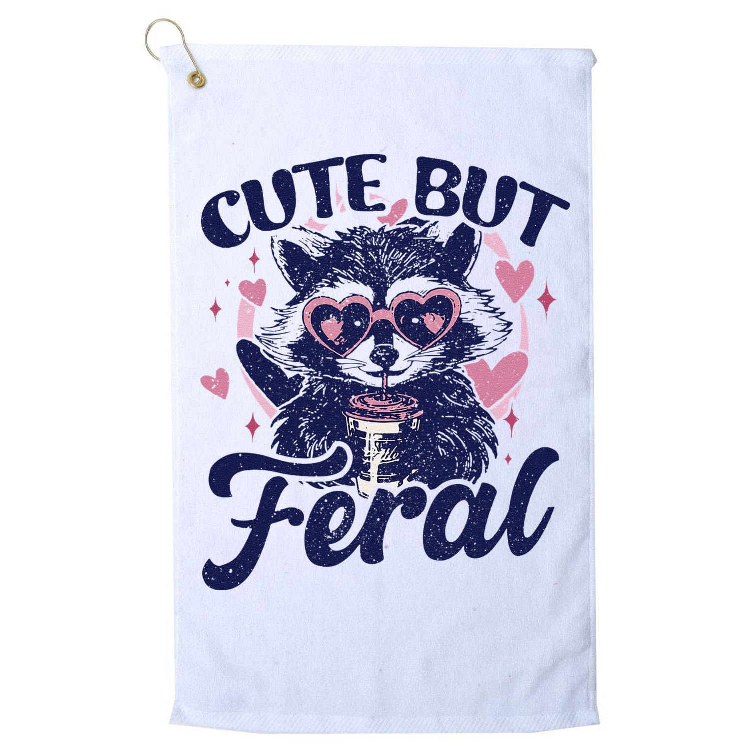 Cute But Feral Raccoon Funny Raccoon Gift Golf Towel