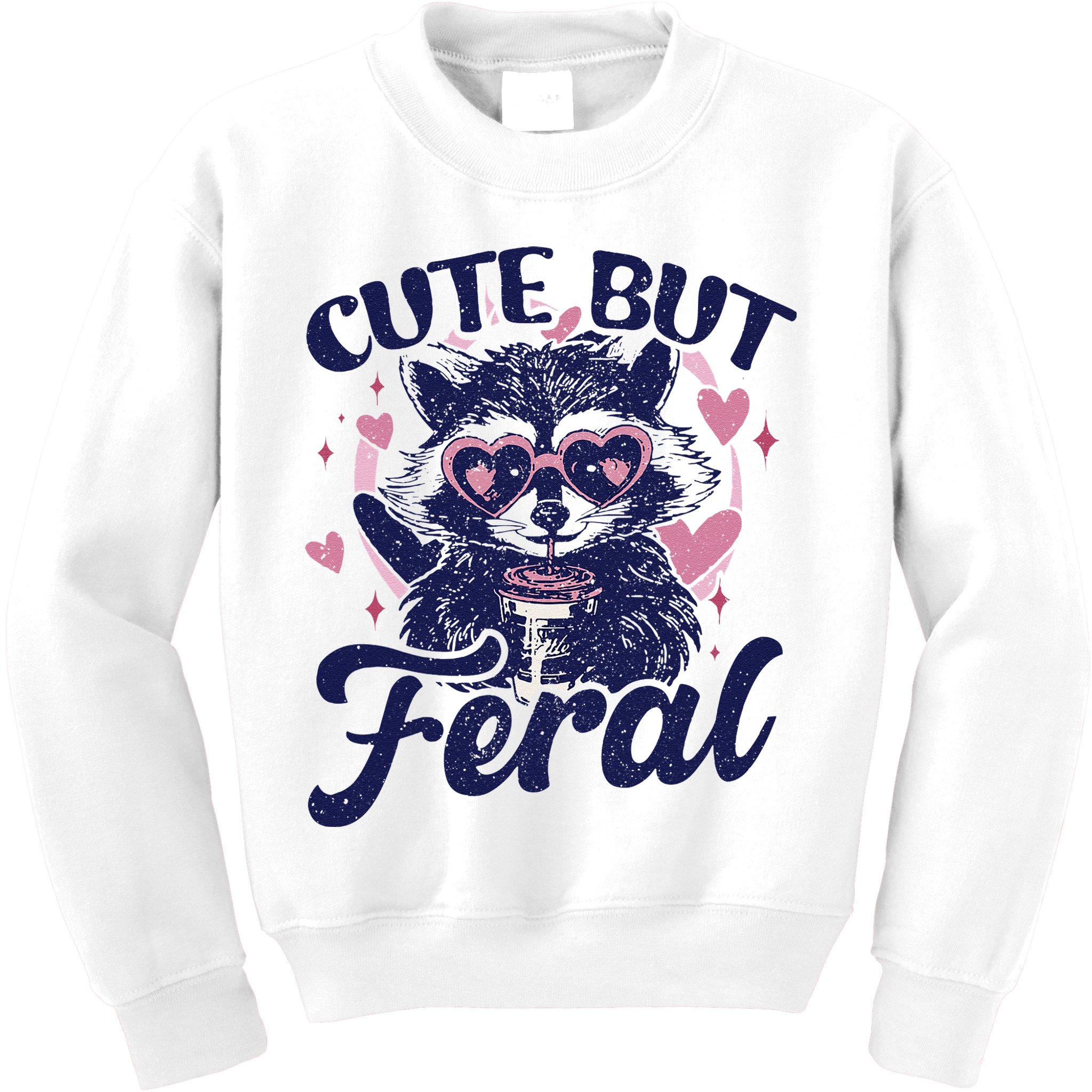 Cute But Feral Raccoon Funny Raccoon Gift Kids Sweatshirt
