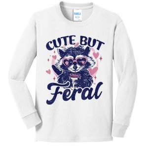 Cute But Feral Raccoon Outfits For Women Funny Raccoon Kids Long Sleeve Shirt