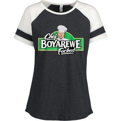 Chef BOYAREWE Fucked Funny Anti Biden Pro Trump Enza Ladies Jersey Colorblock Tee