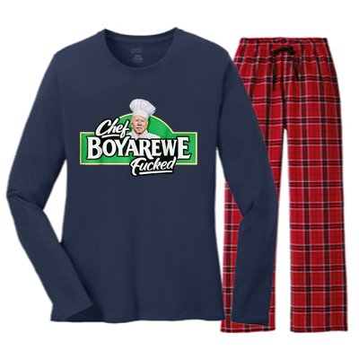 Chef BOYAREWE Fucked Funny Anti Biden Pro Trump Women's Long Sleeve Flannel Pajama Set 