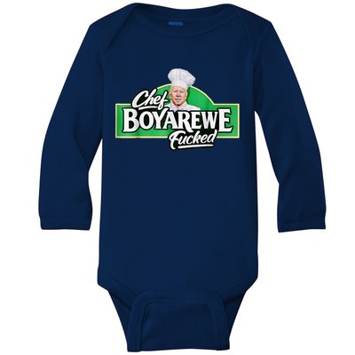 Chef BOYAREWE Fucked Funny Anti Biden Pro Trump Baby Long Sleeve Bodysuit