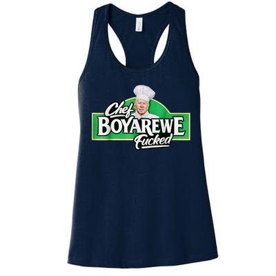 Chef BOYAREWE Fucked Funny Anti Biden Pro Trump Women's Racerback Tank