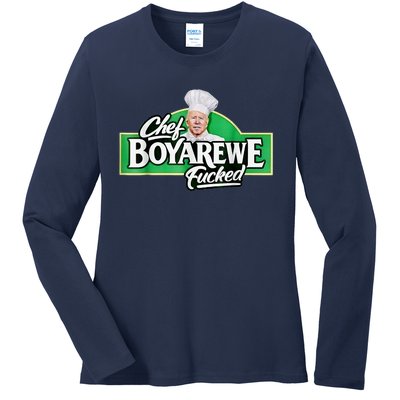 Chef BOYAREWE Fucked Funny Anti Biden Pro Trump Ladies Long Sleeve Shirt