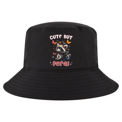 Cute But Feral Funny Raccoon Blue Butterfly Summer Gift Cool Comfort Performance Bucket Hat