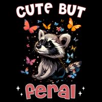 Cute But Feral Funny Raccoon Blue Butterfly Summer Gift 7-Panel Snapback Hat