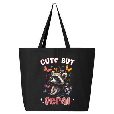 Cute But Feral Funny Raccoon Blue Butterfly Summer Gift 25L Jumbo Tote