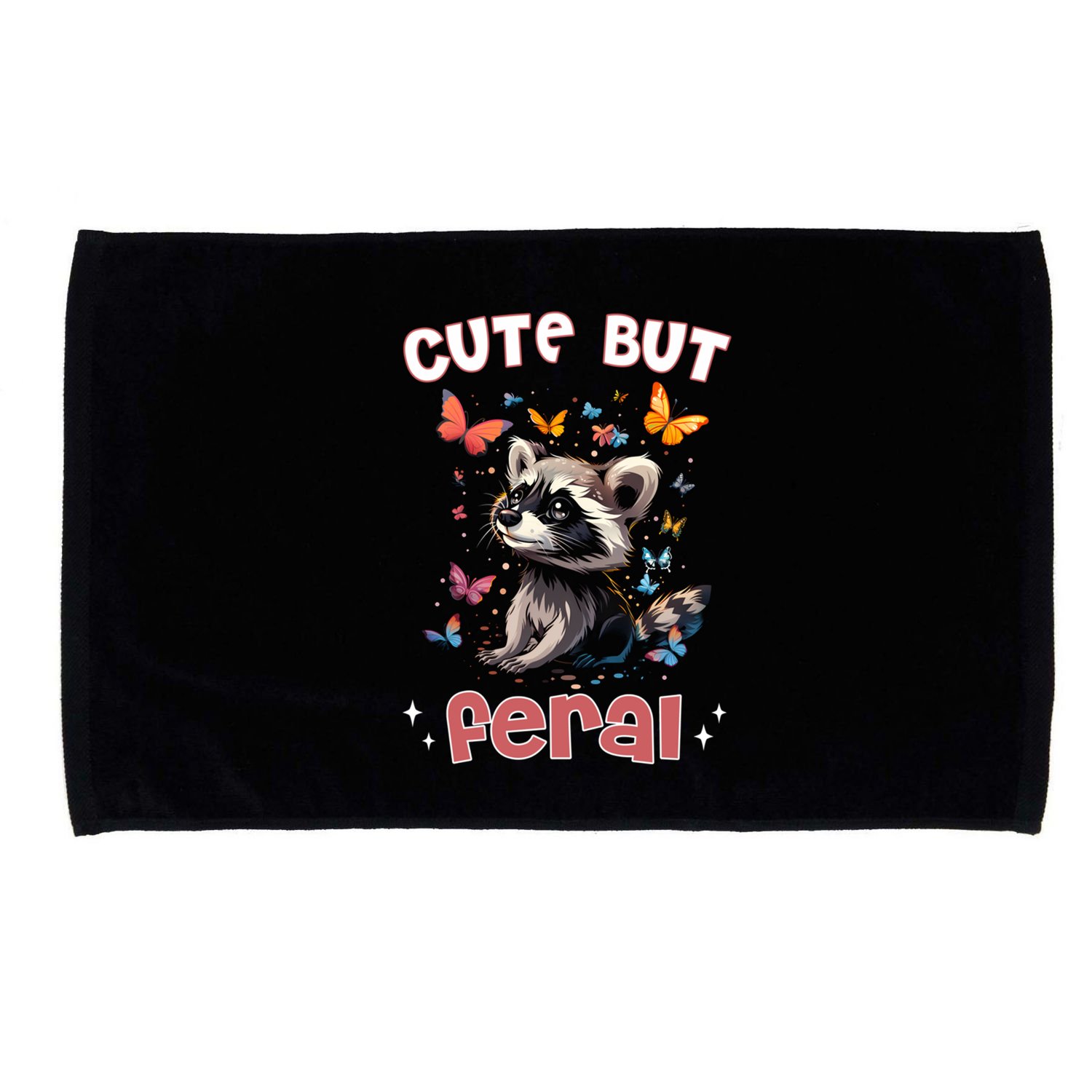 Cute But Feral Funny Raccoon Blue Butterfly Summer Gift Microfiber Hand Towel