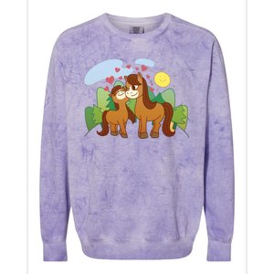 Cute Best Friend Horses Colorblast Crewneck Sweatshirt