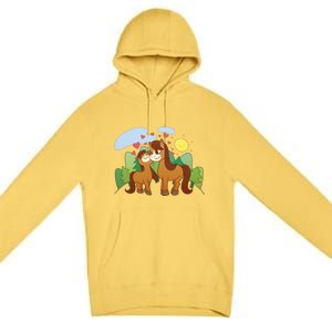 Cute Best Friend Horses Premium Pullover Hoodie