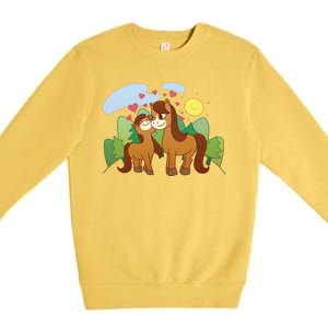 Cute Best Friend Horses Premium Crewneck Sweatshirt