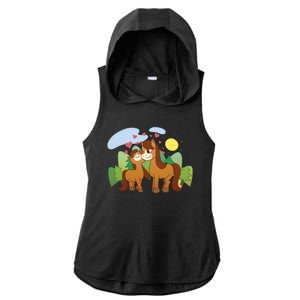 Cute Best Friend Horses Ladies PosiCharge Tri-Blend Wicking Draft Hoodie Tank