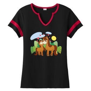 Cute Best Friend Horses Ladies Halftime Notch Neck Tee