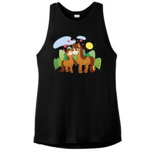 Cute Best Friend Horses Ladies PosiCharge Tri-Blend Wicking Tank