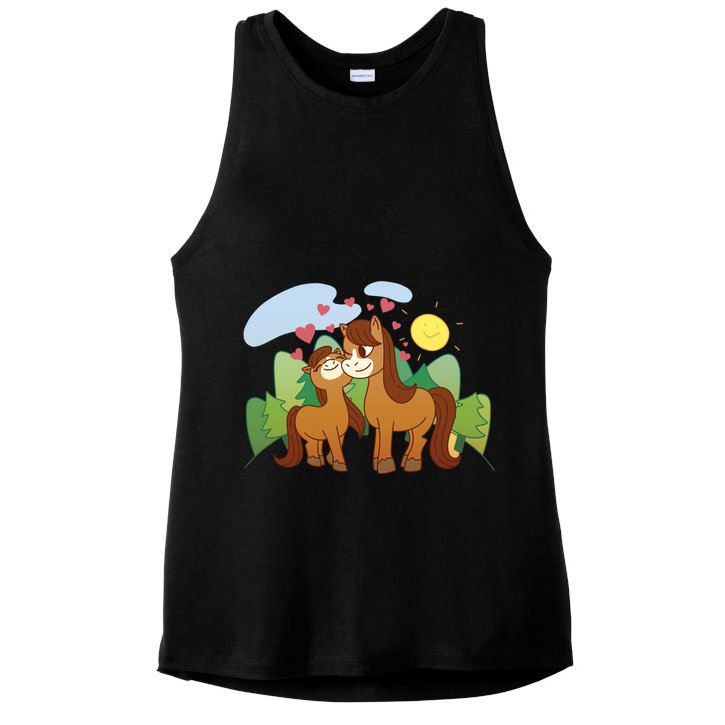 Cute Best Friend Horses Ladies PosiCharge Tri-Blend Wicking Tank
