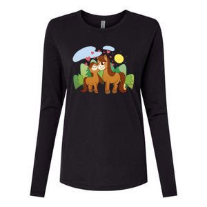 Cute Best Friend Horses Womens Cotton Relaxed Long Sleeve T-Shirt