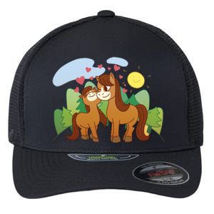 Cute Best Friend Horses Flexfit Unipanel Trucker Cap