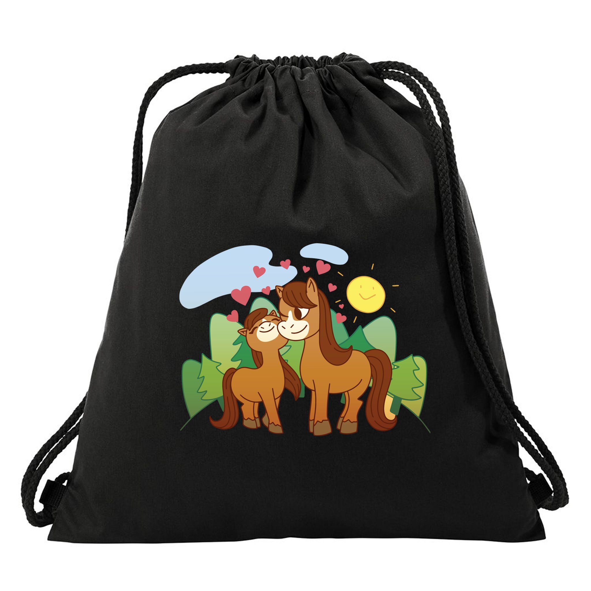 Cute Best Friend Horses Drawstring Bag