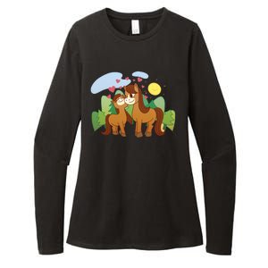 Cute Best Friend Horses Womens CVC Long Sleeve Shirt