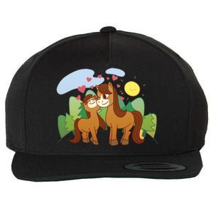 Cute Best Friend Horses Wool Snapback Cap