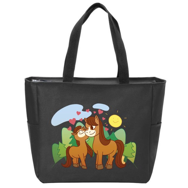 Cute Best Friend Horses Zip Tote Bag