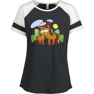 Cute Best Friend Horses Enza Ladies Jersey Colorblock Tee