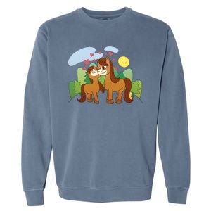 Cute Best Friend Horses Garment-Dyed Sweatshirt