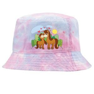 Cute Best Friend Horses Tie-Dyed Bucket Hat