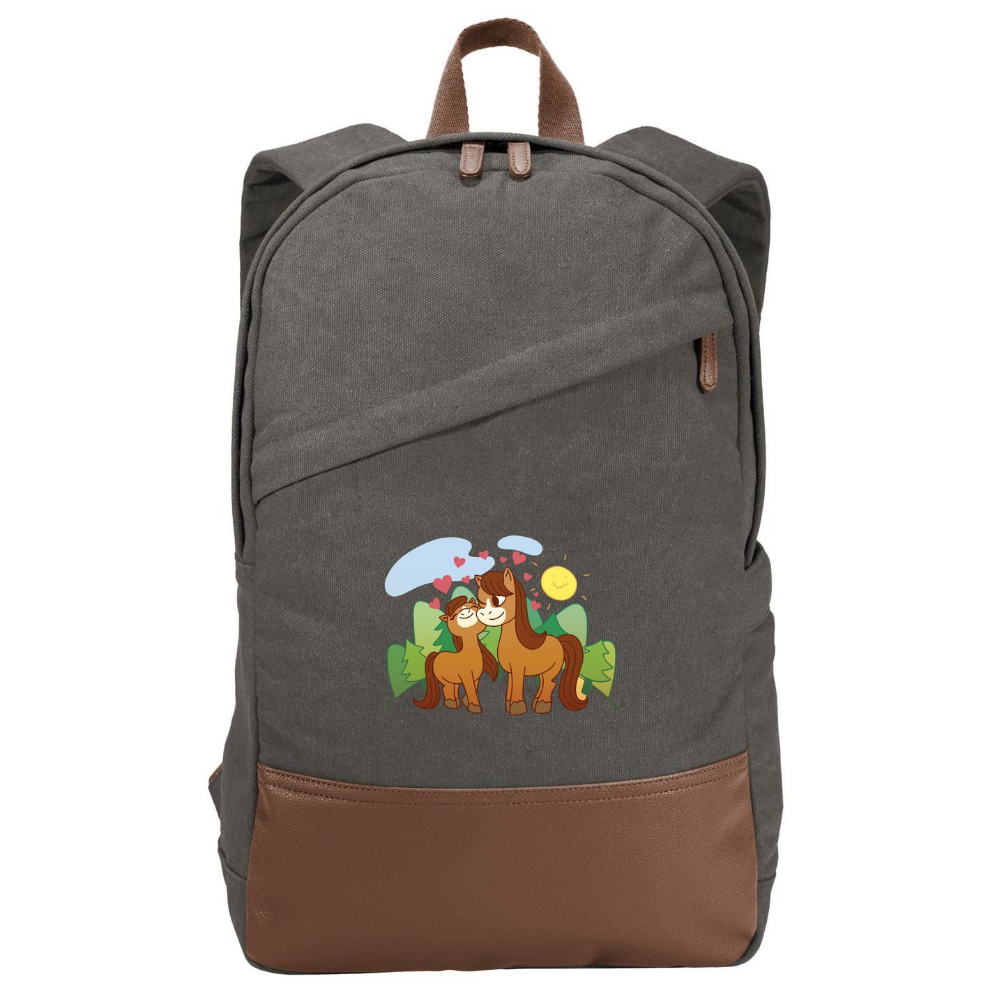 Cute Best Friend Horses Cotton Canvas Backpack