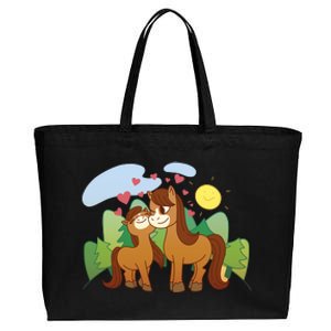 Cute Best Friend Horses Cotton Canvas Jumbo Tote