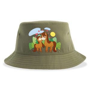 Cute Best Friend Horses Sustainable Bucket Hat