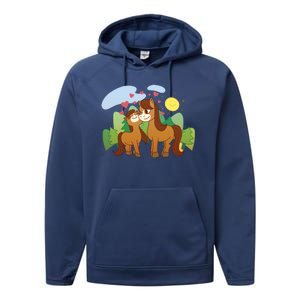 Cute Best Friend Horses Performance Fleece Hoodie