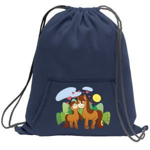 Cute Best Friend Horses Sweatshirt Cinch Pack Bag