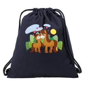 Cute Best Friend Horses Drawstring Bag