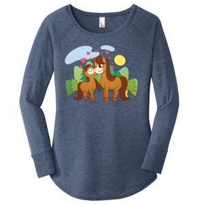 Cute Best Friend Horses Women's Perfect Tri Tunic Long Sleeve Shirt