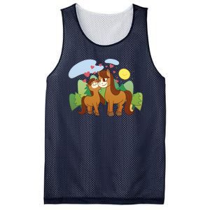 Cute Best Friend Horses Mesh Reversible Basketball Jersey Tank