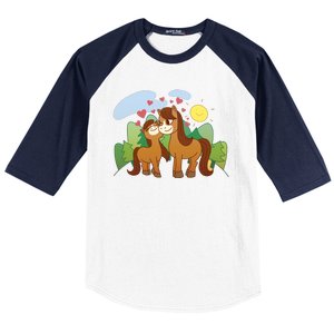 Cute Best Friend Horses Baseball Sleeve Shirt