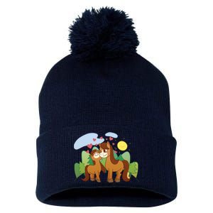 Cute Best Friend Horses Pom Pom 12in Knit Beanie