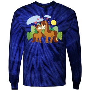 Cute Best Friend Horses Tie-Dye Long Sleeve Shirt