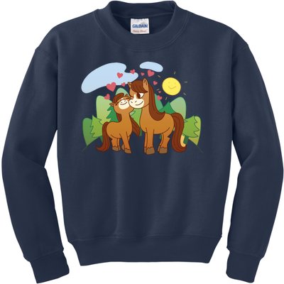 Cute Best Friend Horses Kids Sweatshirt