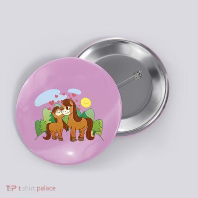 Cute Best Friend Horses Button