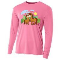 Cute Best Friend Horses Cooling Performance Long Sleeve Crew