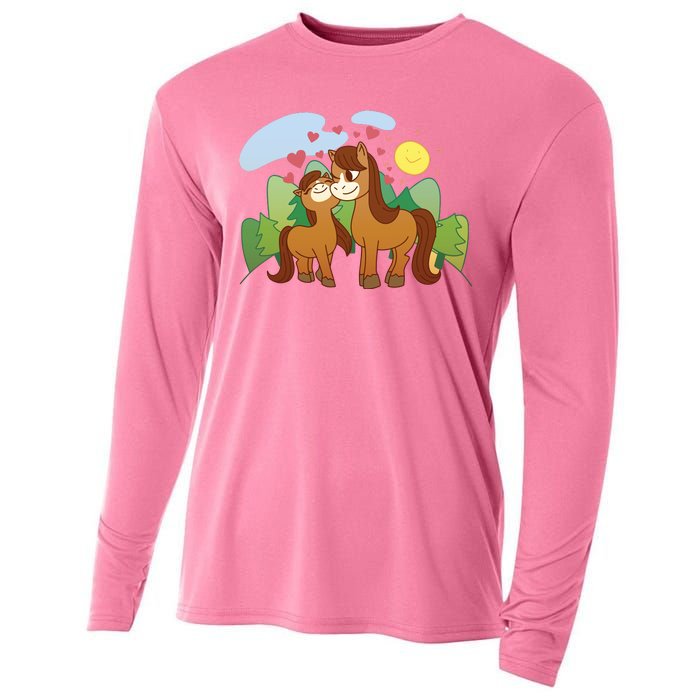 Cute Best Friend Horses Cooling Performance Long Sleeve Crew