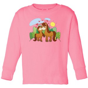 Cute Best Friend Horses Toddler Long Sleeve Shirt