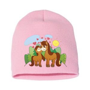 Cute Best Friend Horses Short Acrylic Beanie