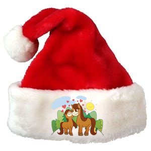 Cute Best Friend Horses Premium Christmas Santa Hat