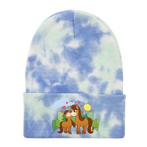 Cute Best Friend Horses Tie Dye 12in Knit Beanie