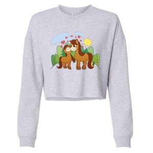 Cute Best Friend Horses Cropped Pullover Crew