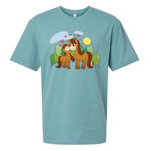 Cute Best Friend Horses Sueded Cloud Jersey T-Shirt