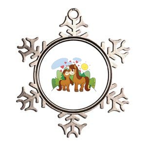 Cute Best Friend Horses Metallic Star Ornament